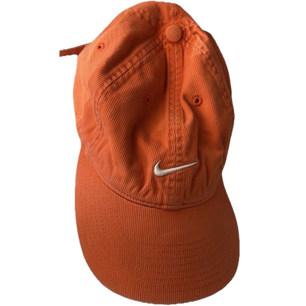 VINTAGE Y2K NIKE Unisex Adult Corduroy Orange Sport Baseball Hat Cap Swoosh Logo